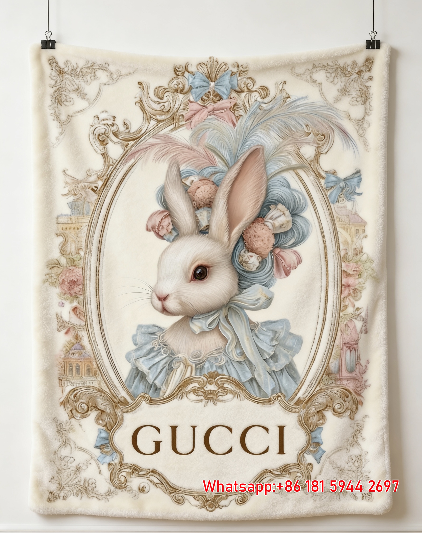 Gucci Rococo Rabbit Throw blankets Gucci Baroque Bunny Tapestry IMG_2820